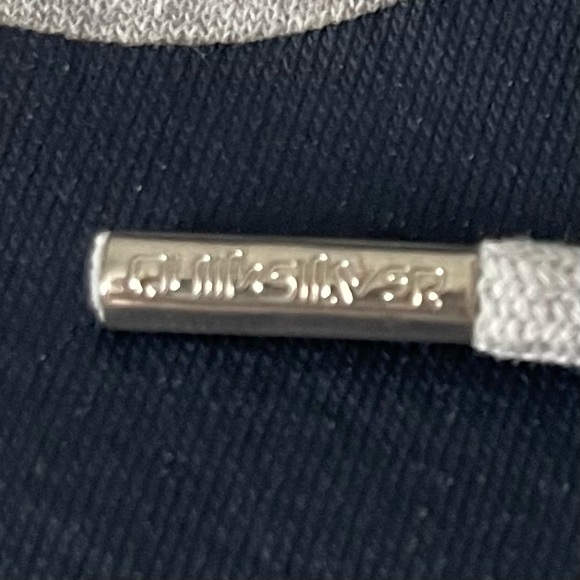 Quiksilver Hoodie Men’s Small Grey With Navy Logo Drawstrings - Picture 7 of 16